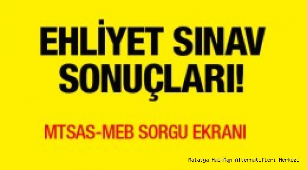 Ehliyet sınav sonuçları MTSAS ekranı MEB sorgu