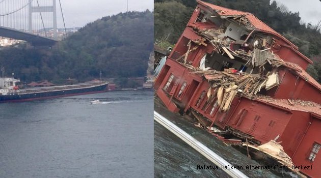 Son dakika: İstanbul Boğazı'nda gemi yalıya çarptı
