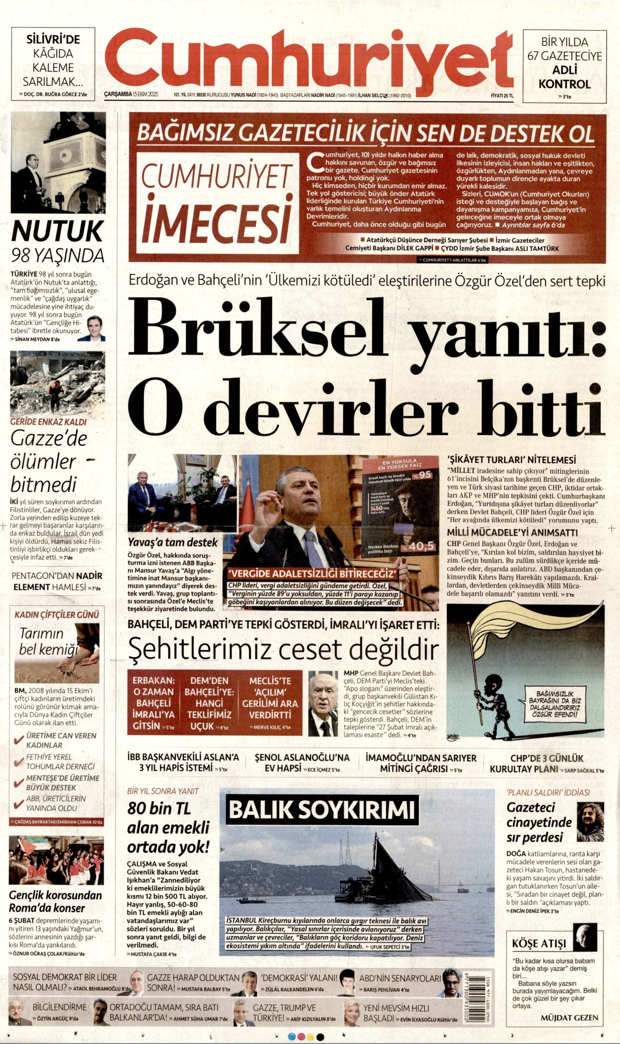 CUMHURİYET Gazete Manşeti