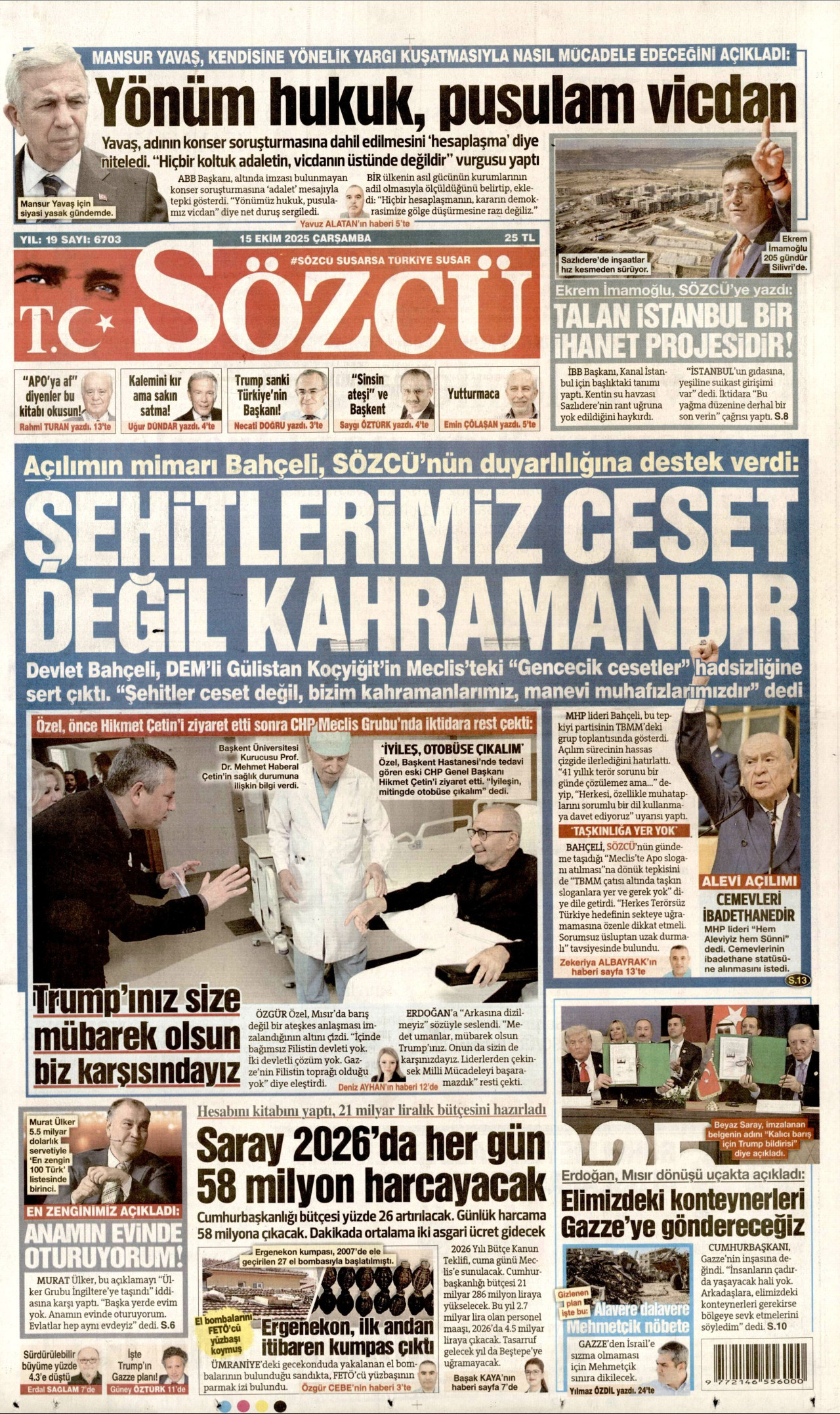 SÖZCÜ Gazete Manşeti